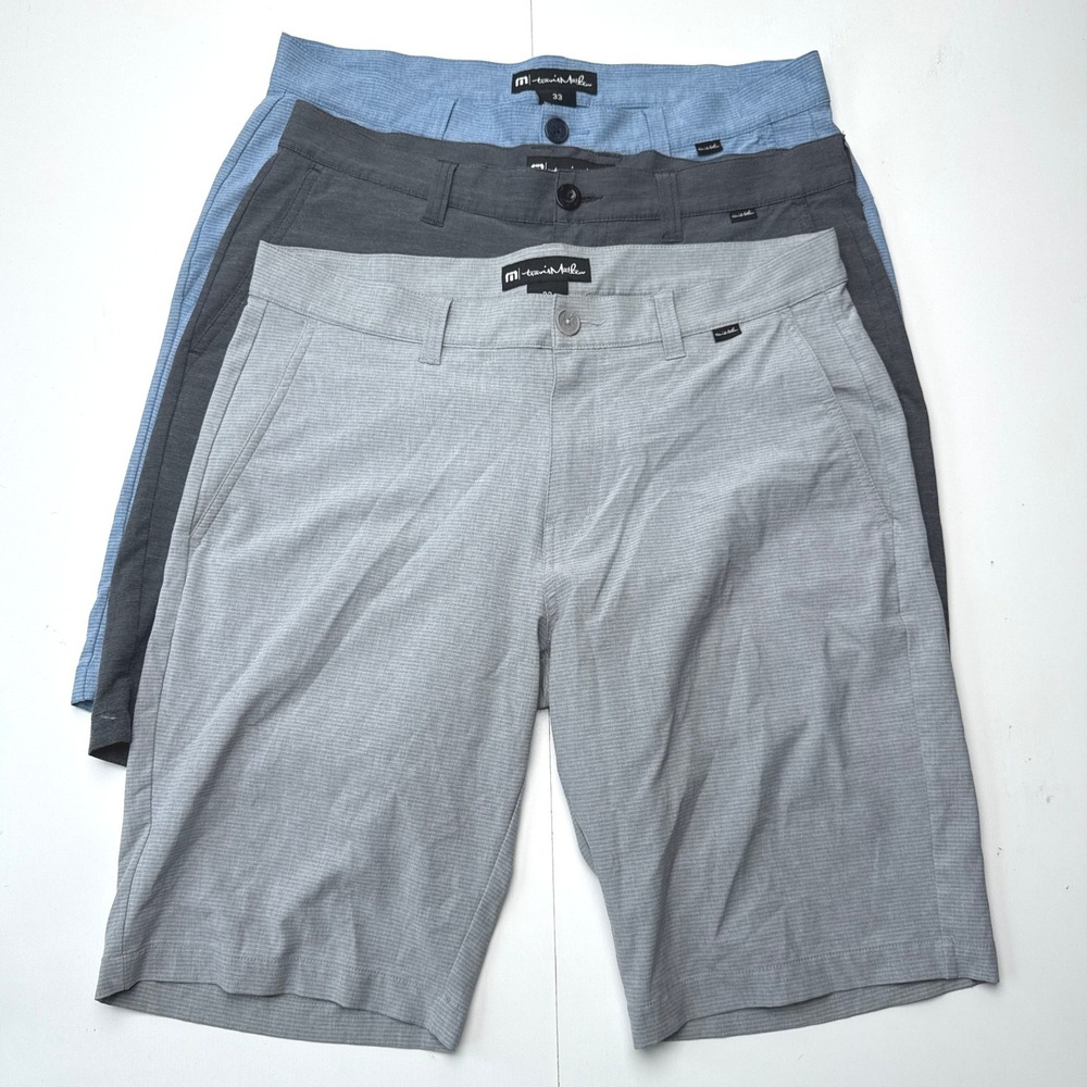 Lot of 3 TravisMathew Mens Size 33 Golf Shorts Blue Grey Charcoal Performance